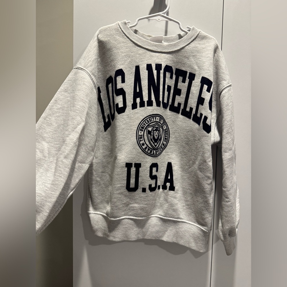Zara Light Gray Sweatshirt with Navy Lettering